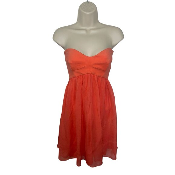 DVF DIANE VON FURSTENBURG Asti Short Strapless Silk Dress Firework Coral Size 4 - Picture 1 of 14